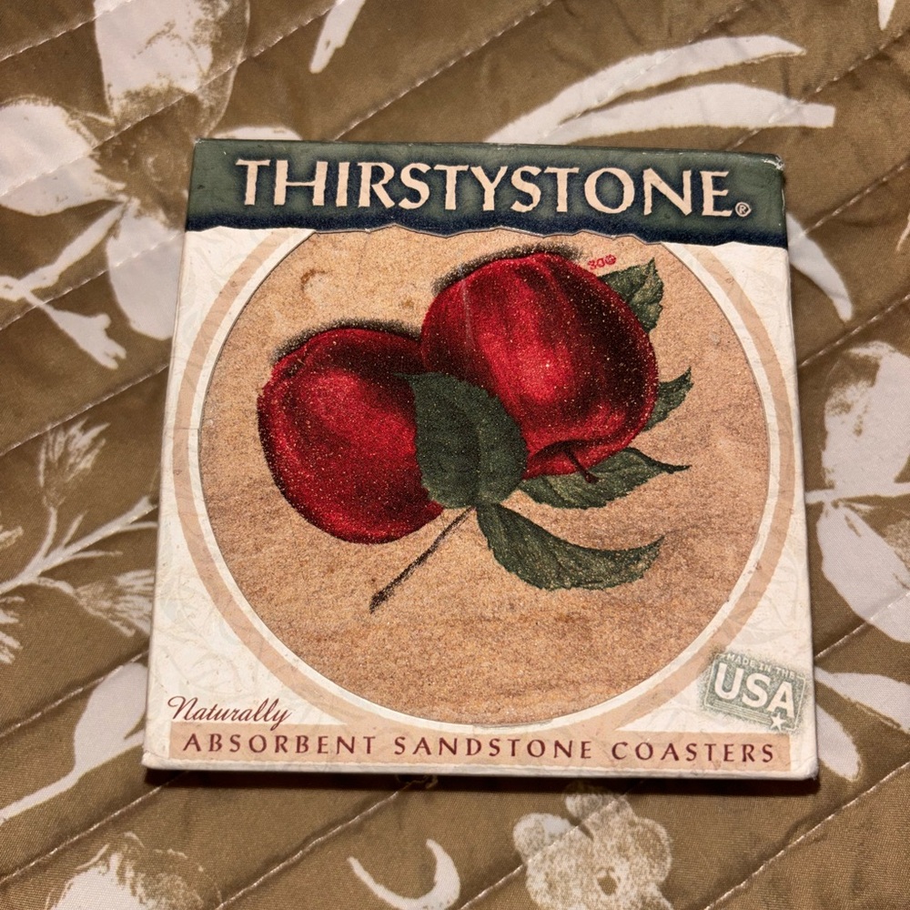 ThirstyStone Coaster Apples, Natural Solid Sandstone Coasters